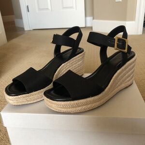 NORDSTROM RACK Charlene Espadrille Platform Wedge Sandal, Black, size 8M, NWOT